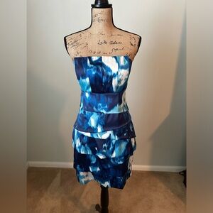 Max & Cleo Strapless Blue Mini Dress Size 6